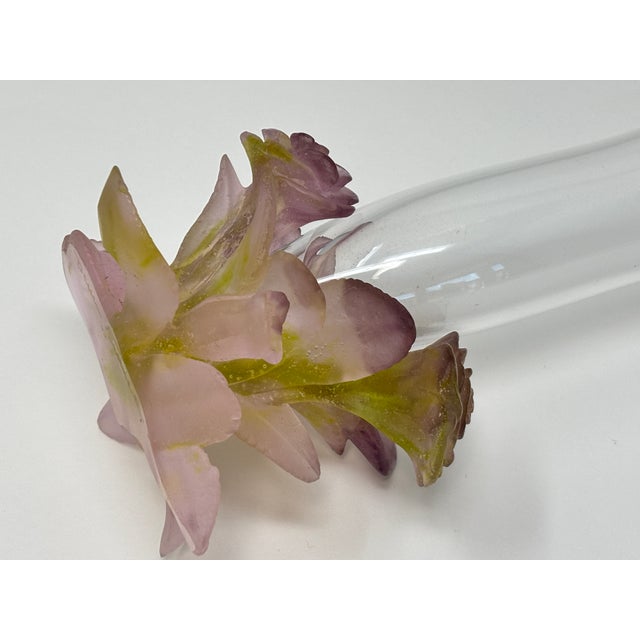 Daum France Soliflore Roses Crystal Vase With Pate De Verre Floral Base Signed For Sale - Image 13 of 17