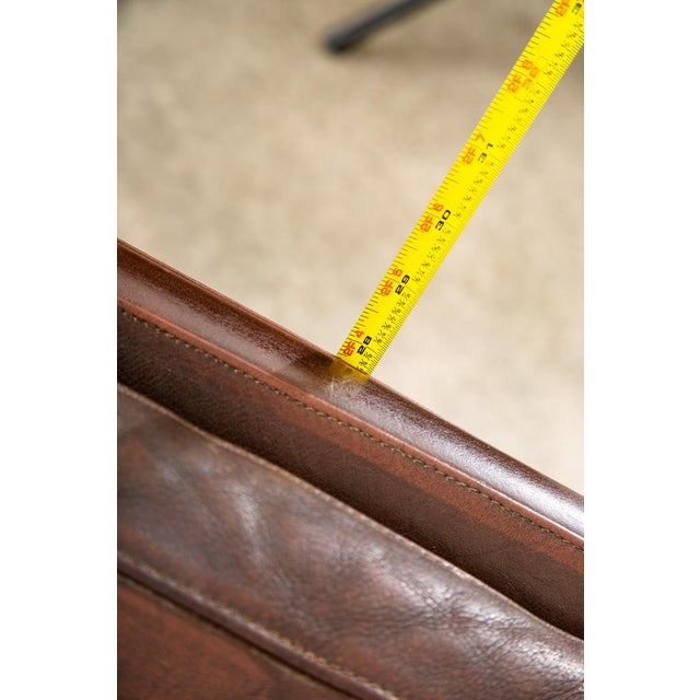 1960s Mid Century Modern Danish Lounge Chair Brown Leather Armchair Legs Denmark MCM For Sale In Sacramento - Image 6 of 10