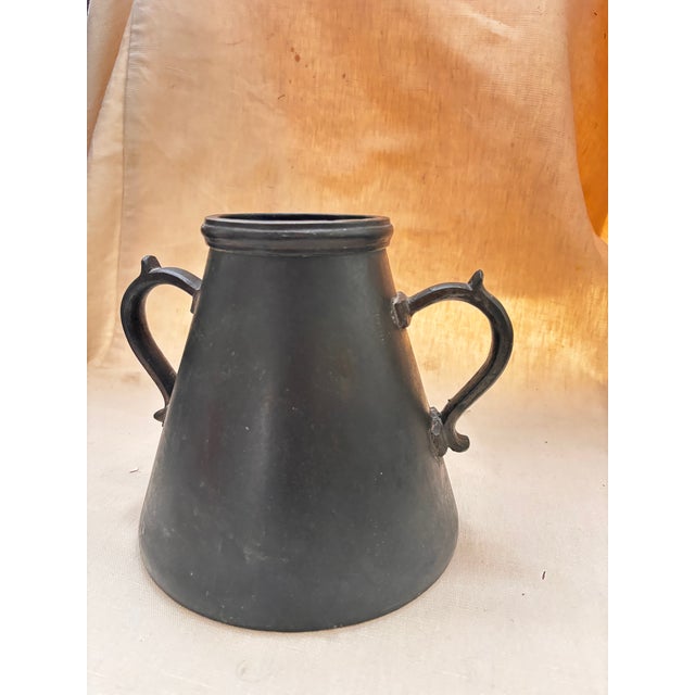 Greek cast bronze vessel reminiscent of the Classical and Byzantine style. The decorative item has green oxidation on the...