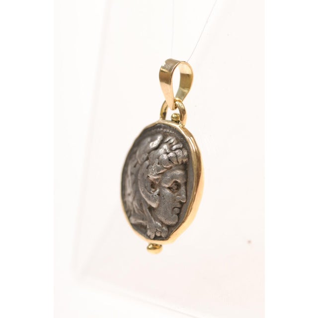 Gold Earlier Heracles Coin Pendant Trimmed in 18K Gold For Sale - Image 8 of 12