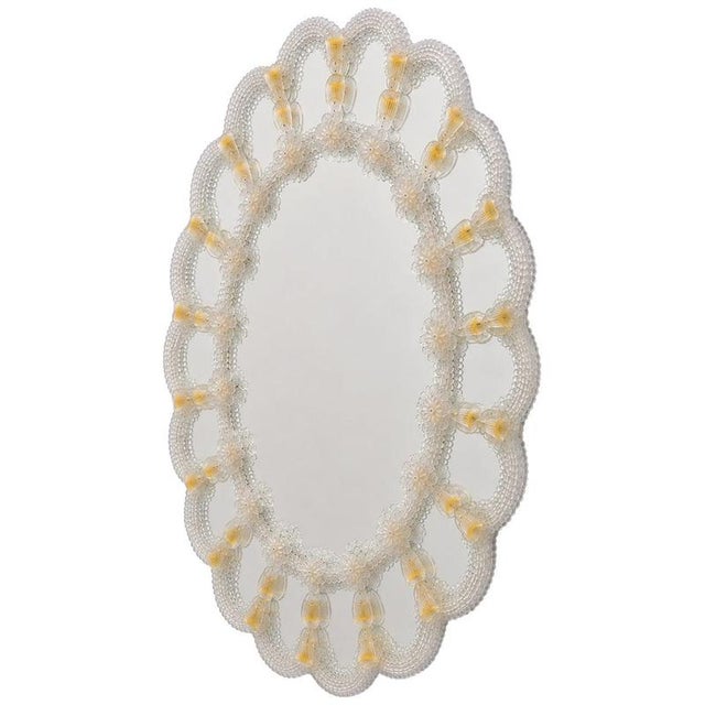Vintage Venetian Oval Shaped Mirror, 1960 For Sale - Image 12 of 12