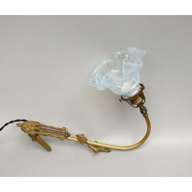 Art Nouveau Grand Piano Clamp Lamp in Brass and Opal Glass, Germany, 1890s For Sale - Image 10 of 18