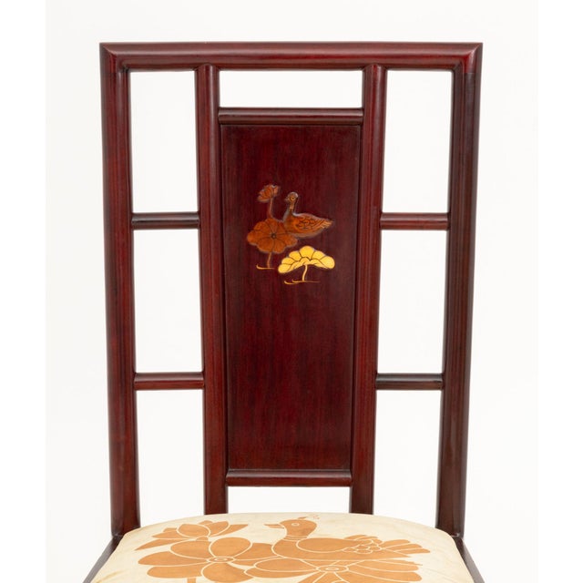 Chinese Duck Motif Inlaid Dining Chairs, 5 For Sale In New York - Image 6 of 8