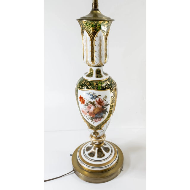 Traditional 19th Century Pair of Bohemian Moser Glass Table Lamps For Sale - Image 3 of 12