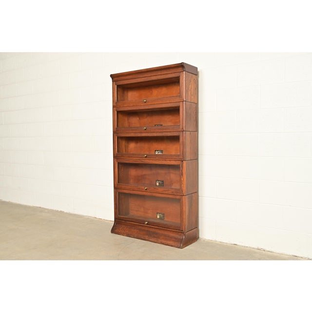Mission Antique Mission Oak Arts & Crafts Viking Five-Stack Barrister Bookcase, Circa 1900 For Sale - Image 3 of 12