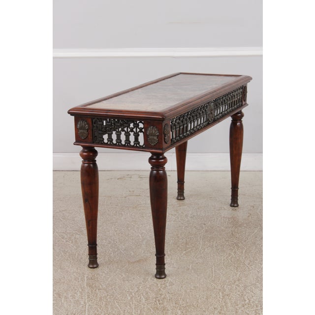 Theodore Alexander Marble Top Mahogany Console Table For Sale - Image 17 of 18
