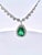 Pear-Shaped Cabochon Emerald & Diamond Halo Pendant Necklace in White Gold For Sale - Image 4 of 12
