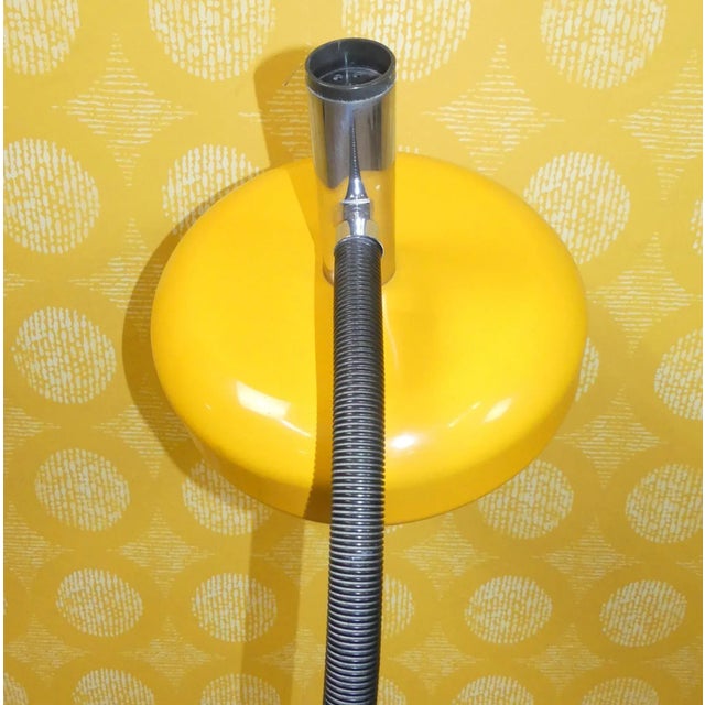 Large Yellow and Chrome Adjustable Gooseneck Floor Lamp, 1970s For Sale - Image 12 of 14