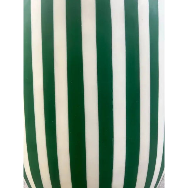 1990s Art Deco Style Green & White Cylindrical Resin Side, End Table or Stool, a Pair For Sale - Image 5 of 14