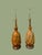 Mid century ceramic table lamps. It’s a mustard brown color with patina glazes on raised curvature vase with a wood...