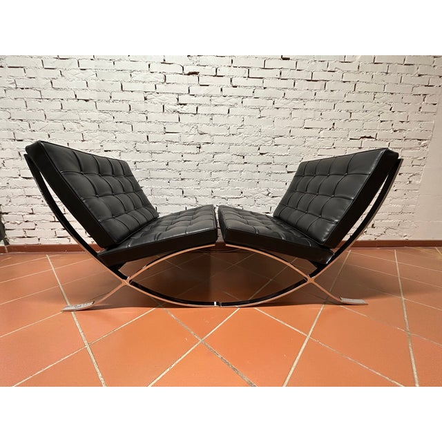 Ludwig Mies van der Rohe Barcelona Chairs by Mies van der Rohe for Knoll, 2010, Set of 2 For Sale - Image 4 of 9