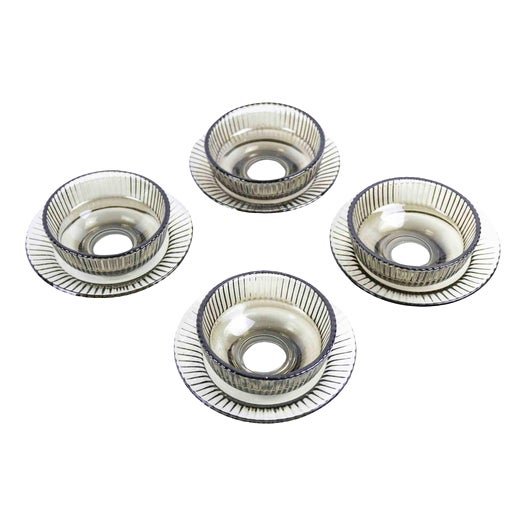 Italian Glass Fruit Salad Service Set, 1970s, Set of 8 For Sale