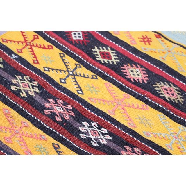 1960s Farmhouse Style Ethnic Stripe Design Handmade Oushak Kilim Runner Rug For Sale In Sacramento - Image 6 of 8