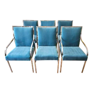 1970s Chrome Dining Chairs in the Manner of Pierre Cardin for Dillingham - Set of 6