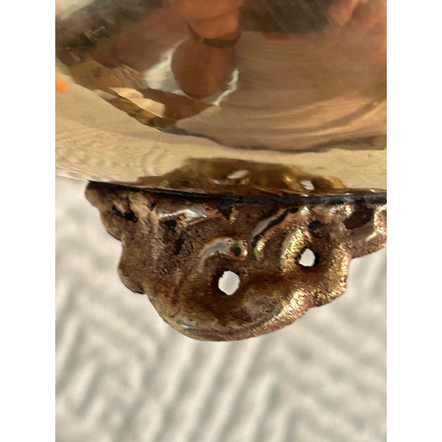 Late 20th Century Vintage 5” Solid Brass Planter or Cache Pot With Handles and Feet For Sale - Image 5 of 7