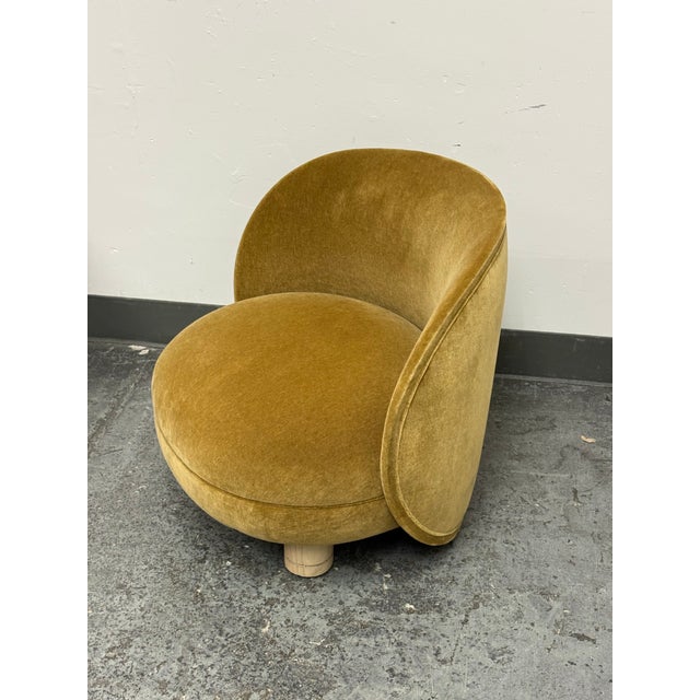 Bespoke Mohair Brown Sugar Chair For Sale - Image 4 of 12