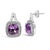 Contemporary Sterling Silver Cushion Cut Amethyst and Diamond Accent Halo Drop Earrings, Pair For Sale - Image 3 of 4