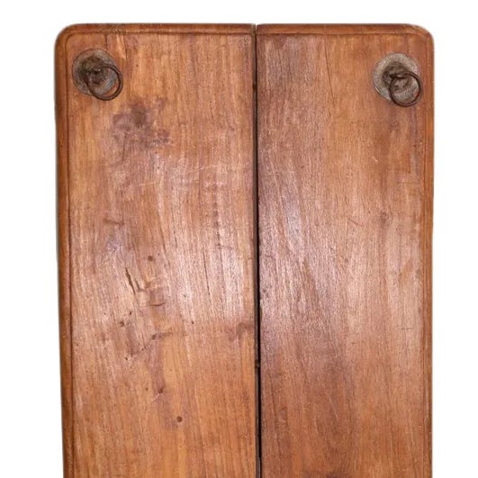 Vintage teak and iron swing plank. This is a unique piece to display as a wall object or turn into a swing or table top.