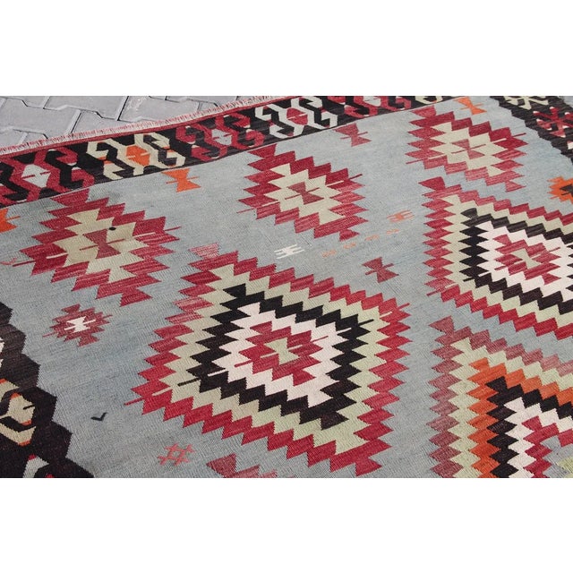 Textile Vintage Turkish Kilim Rug - 119" X 80" For Sale - Image 7 of 11