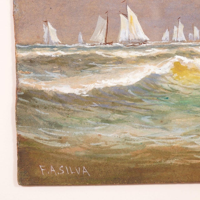 Late 19th Century Sails Off a Rocky Coast by Francis Augustus Silva, 1870-80 For Sale - Image 5 of 7