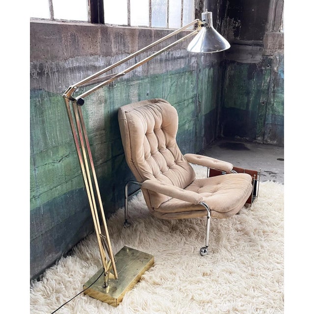 Mid-Century Modern PostModern 70s Giant 7 Foot Tall! Brass Floor Lamp Luxo Articulating Architect Drafting For Sale - Image 3 of 7