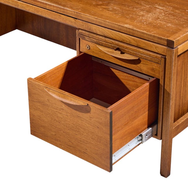 Jens Risom Mid Century Walnut Executive Desk For Sale - Image 10 of 13