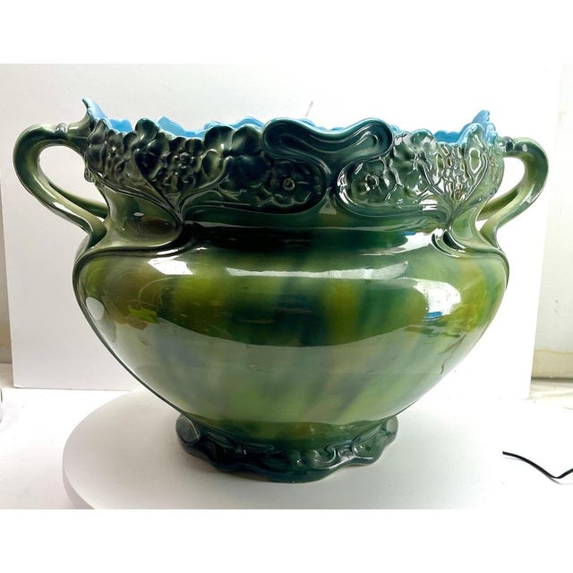 Ceramic Large Art Nouveau Jardiniere, 1920 For Sale - Image 7 of 12