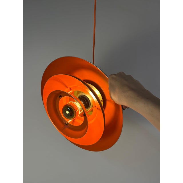 Danish Gold Orange Slatted Lamp For Sale - Image 3 of 11
