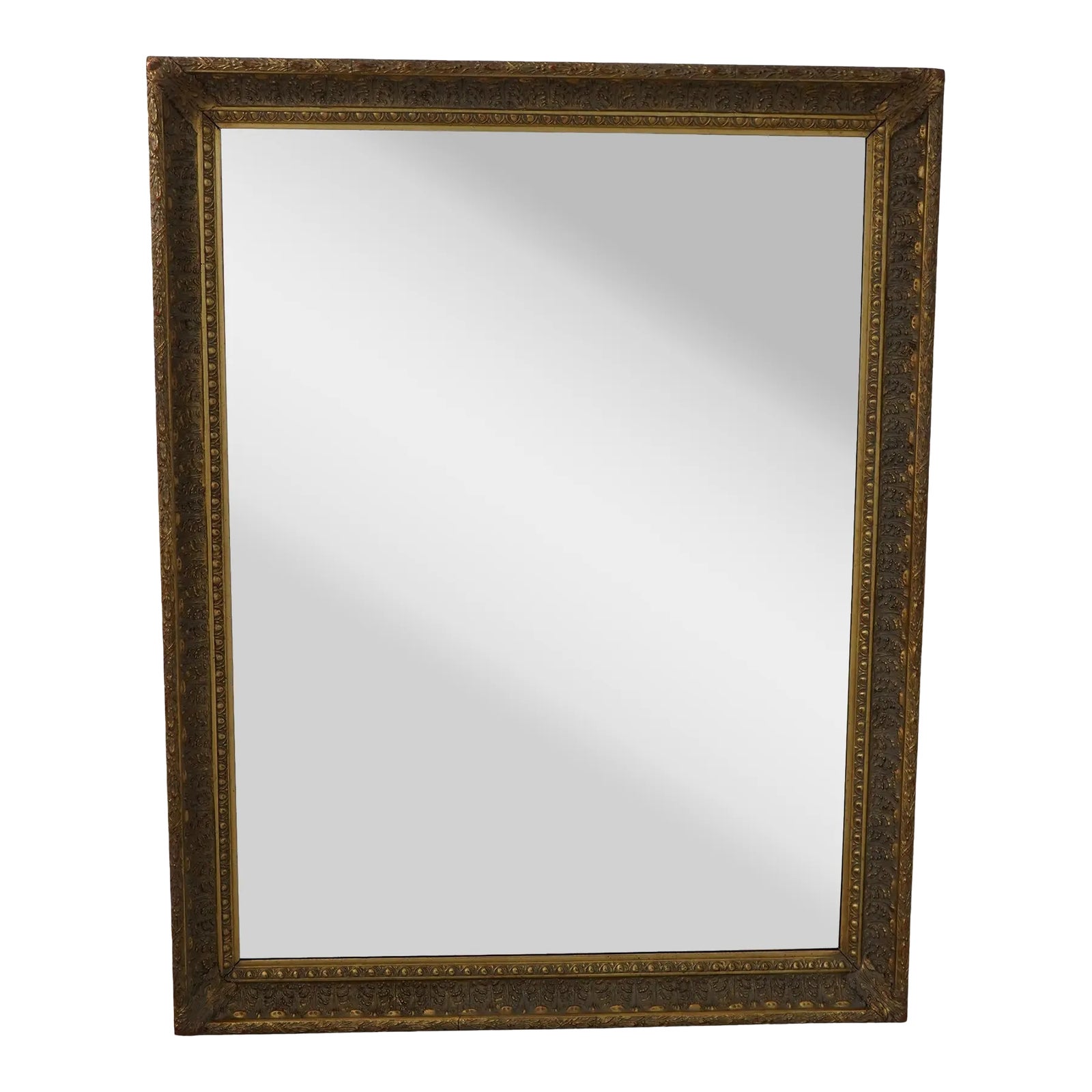 Large Gold Finish Rectangular Framed Mirror | Chairish