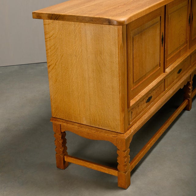 Mid-Century Modern Brutalist Sideboard in Oak by Henning Kjærnulf, 1960s For Sale - Image 16 of 18