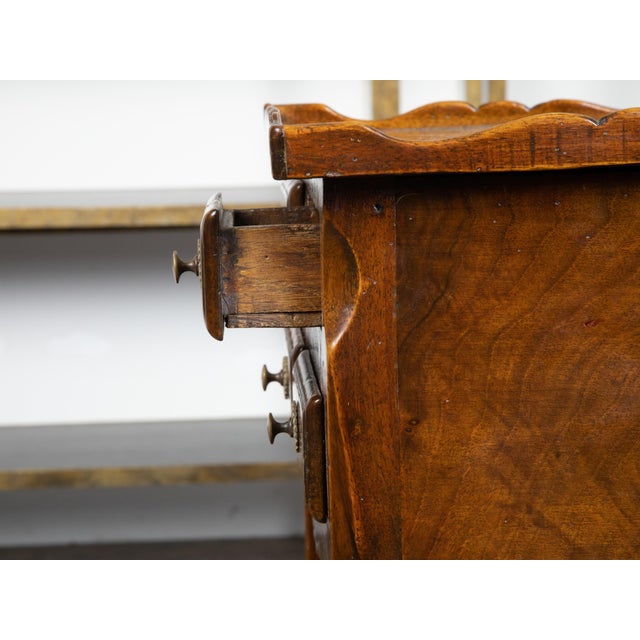 French, 1900s, Walnut Side Table with Carved Tray Top and Four Small Drawers For Sale - Image 12 of 12