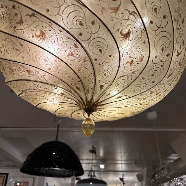 Late 20th Century Feneri Lighting & Co. Fortuny-Style Hand-Painted Light Pendant, Vintage For Sale - Image 5 of 12