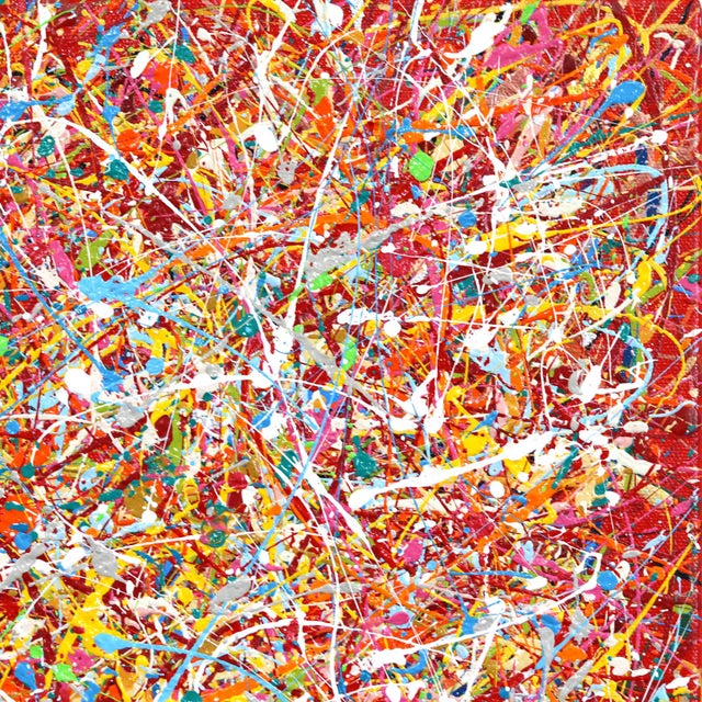 Textile Fiesta (Red) - Abstract Color Drenched Expressionist Textural Drip Painting by Marc Raphael For Sale - Image 7 of 9
