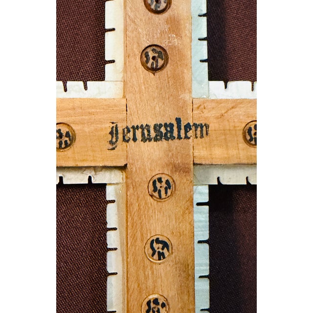 Mid-Century Jerusalem Crucifix With Mother-of-Pearl Inlay For Sale - Image 4 of 5