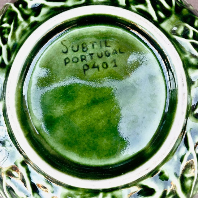 Bordallo Pinheiro Vintage Portuguese Cabbage Majolica Bowl For Sale - Image 4 of 11