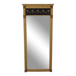 French Empire Style Gold & Black Tall Wall Mirror For Sale
