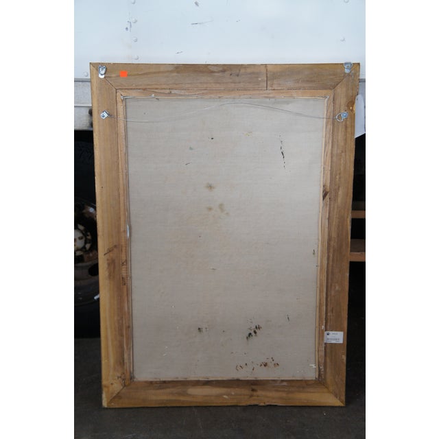 20th Century Still Life Oil Painting Bouquet of Flowers in Blue Vase Framed 43" For Sale - Image 10 of 12