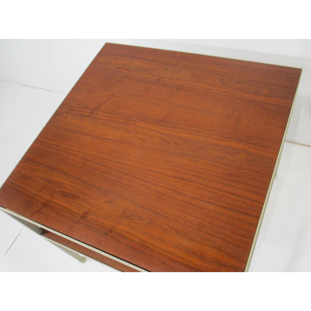 George Nelson Styled Mid Century Walnut Steel Side Table by Janet Rosenblum For Sale In Cincinnati - Image 6 of 8