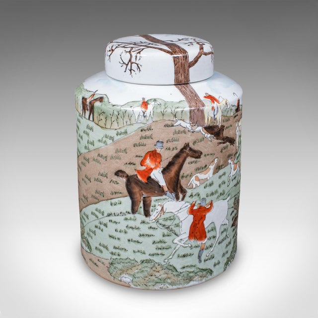 Pair of Vintage Huntsman Biscuit Barrels, Oriental, Ceramic, Kitchen Storage Jar For Sale - Image 6 of 12