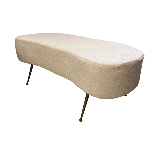Mid-Century Modern Italian White Kidney Ottoman For Sale - Image 3 of 9