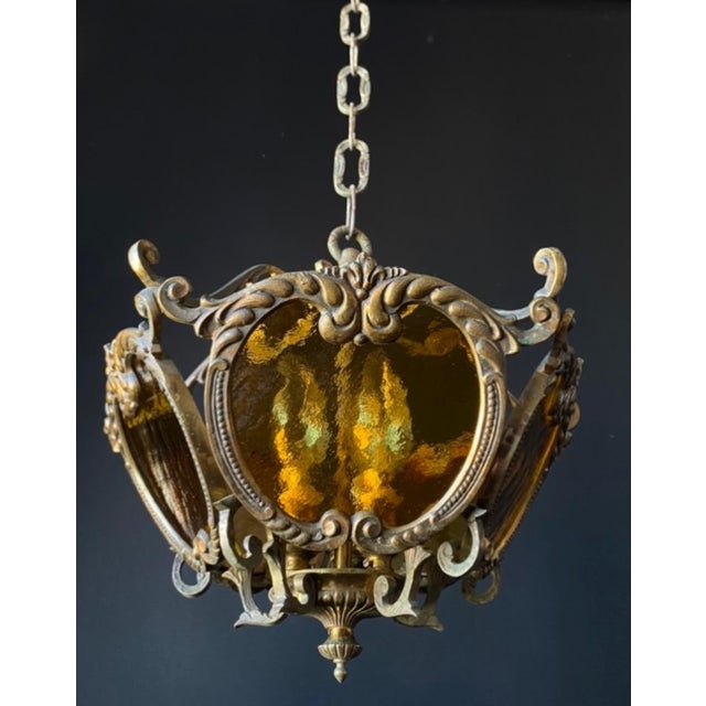 Vintage Brass and Glass Pendant Light, 1960s For Sale - Image 13 of 14