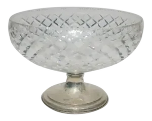 Sterling Silver and Crystal Compote or Footed Bowl by T. G. Hawkes & Co.