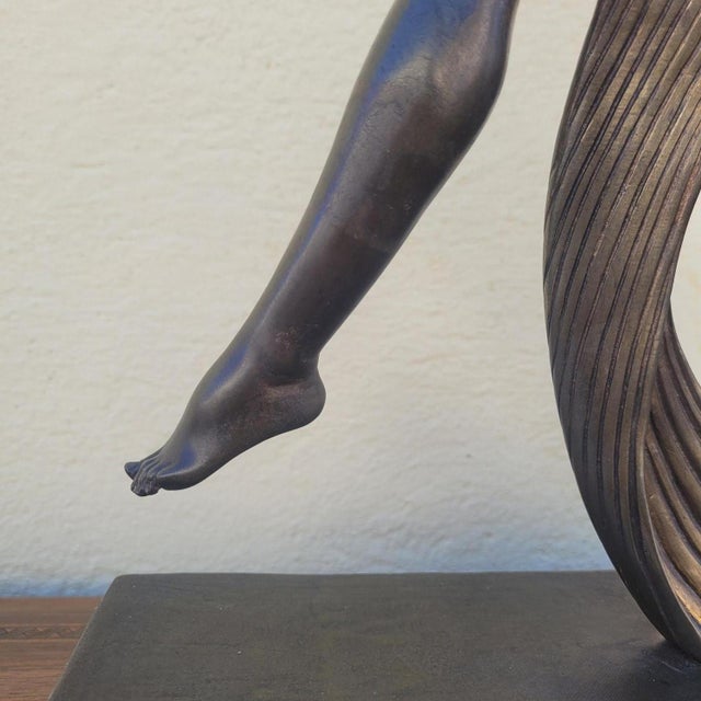 Metal JD Guirande, Nude Dancer with Thyrsus, 20th Century, Bronze & Marble For Sale - Image 7 of 18