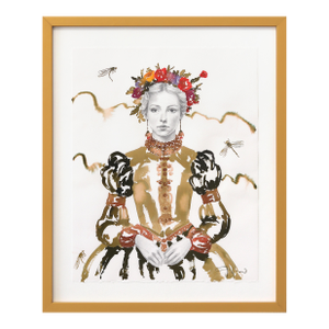 The Pearl Necklace Story II - Surrealist Figurative Feminine Framed Portrait Original Artwork by Carlos Gamez De Francisco