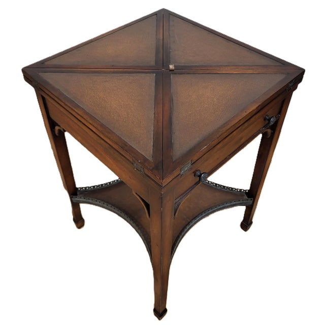 Vintage 20th C English Style Handkerchief Folding Envelope Card Game Table by Theodore Alexander For Sale In New York - Image 6 of 18