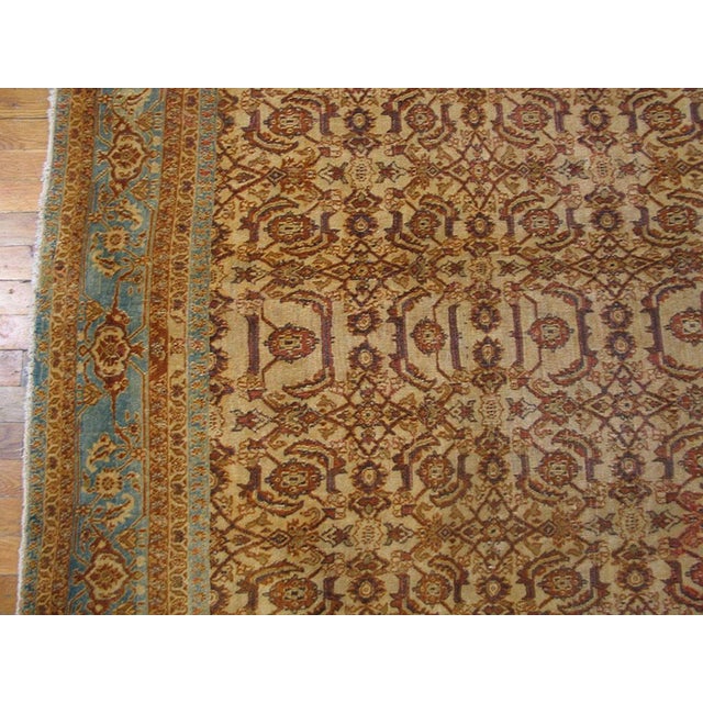 1900s Tan Camel Geometric N. Indian Agra Rug 9' X 11'4" Knotted Wool Carpet For Sale - Image 4 of 6