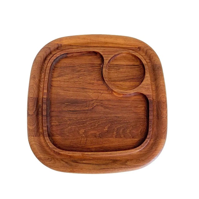 Mid 20th Century Dansk Teak Wood Snack Tray With Bowl by Jens H Quistgaard For Sale - Image 9 of 12