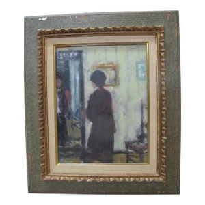 Jacques Bartoli French Framed Toulon La Glace the Mirror Signed Oil Painting