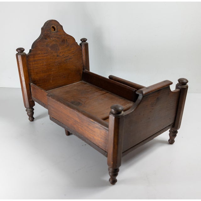 Farmhouse 19th Century American Primitive Folk Art Pine Doll Bed in Empire Style For Sale - Image 3 of 16