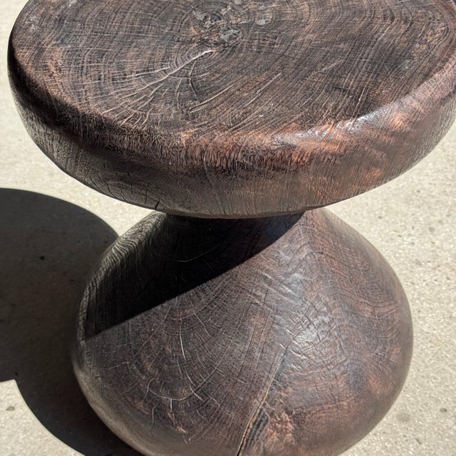 Pawn Brown Stool in Mango Wood, 1980s For Sale - Image 7 of 11